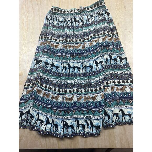 Phool Skirt One Size Boho Vtg Festival Hippie Horses Midi Flowy Aztec Tribal - Picture 1 of 5